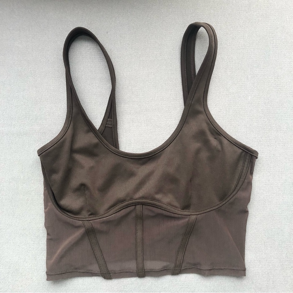 Alo Yoga Airbrush Mesh Corset Tank Expresso M - Picture 4 of 8